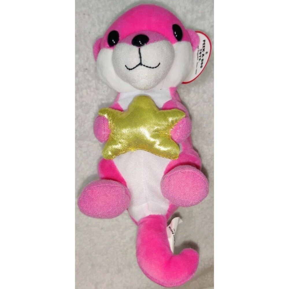 Peek A Boo Toys 8" Pink Plush Sea Otter Starfish Stuffed Animal